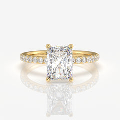 Radiant Cut Moissanite Diamond Pave Sterling Silver Ring