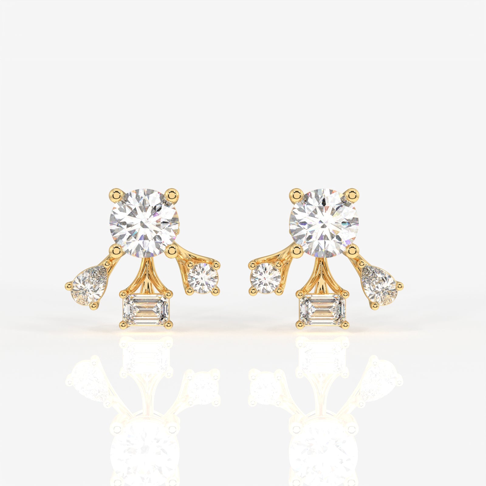 Radiant Star Lab Grown Stud 14k Gold Earrings