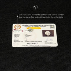 Round Cut Certified Moissanite Diamond D VVS1