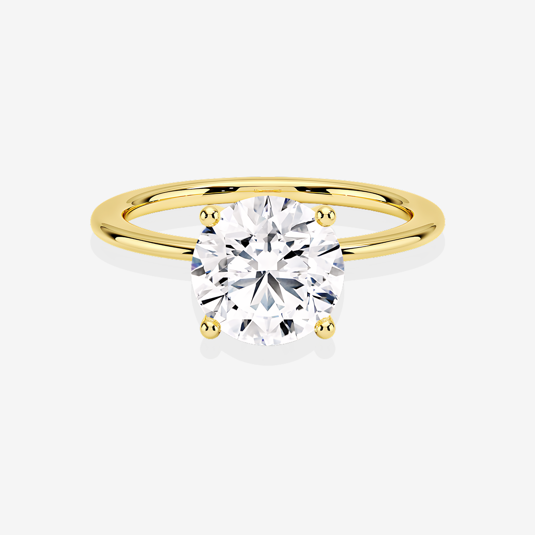 Round Cut Lab Grown Diamond Classic Solitaire Engagement 14k Gold Ring
