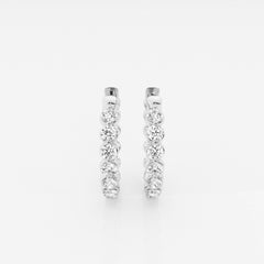 Round Cut Lab Grown Diamond Floating Hoop 14k Gold Earrings