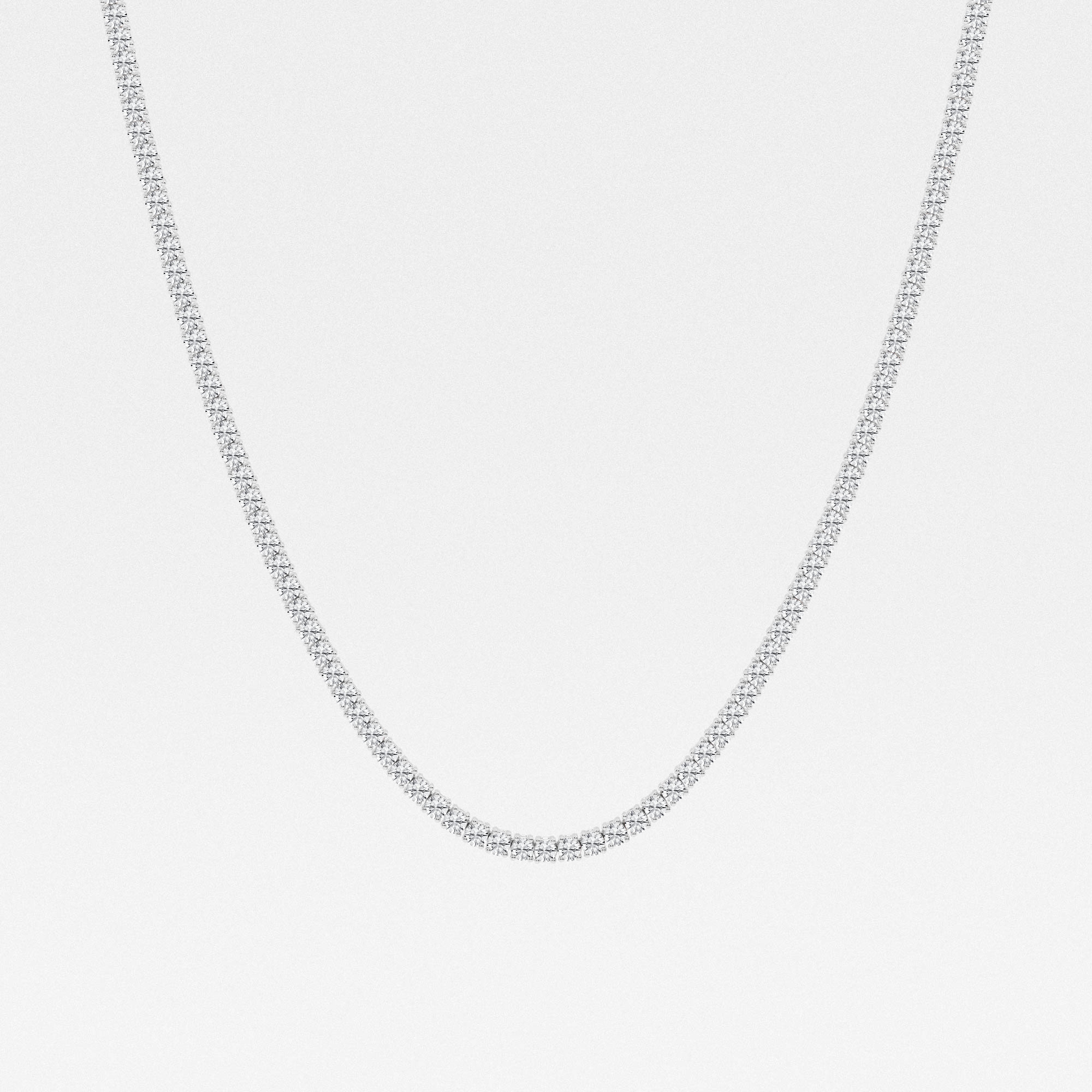 Round Cut Lab Grown Diamond Four Prong Tennis Fashion 14K Gold Necklace