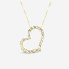 Round Cut Lab Grown Diamond Heart Fashion 14k Gold Pendant