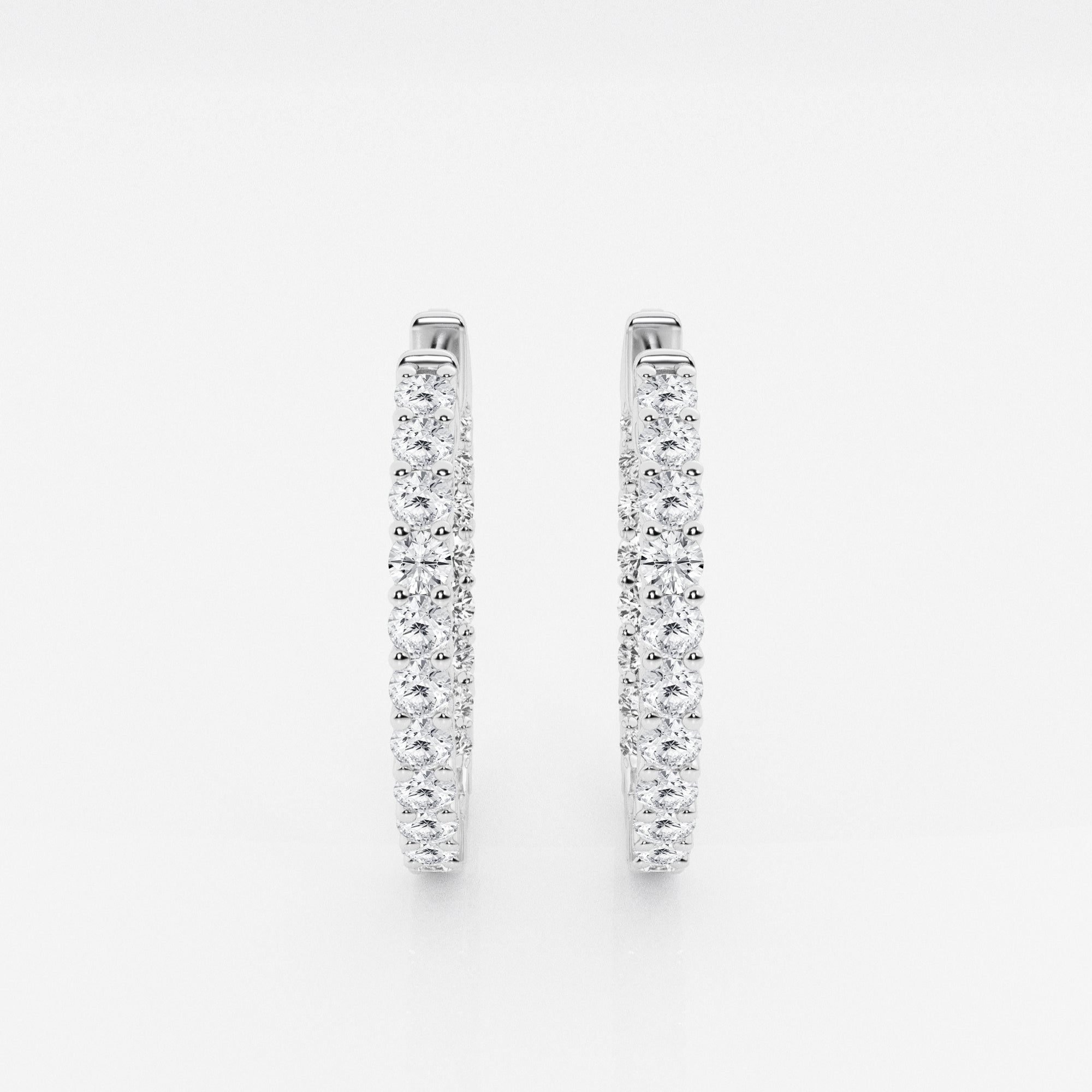 Round Cut Lab Grown Diamond In Out Hoop 14k Gold Earrings