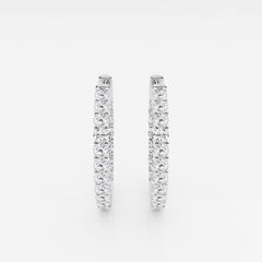 Round Cut Lab Grown Diamond In Out Hoop 14k Gold Earrings