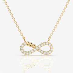 Round Cut Lab Grown Diamond Infinity fashion 14k Gold Pendant