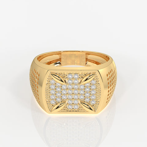 Round Cut Lab Grown Diamond Men's 14k Gold Ring