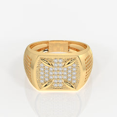 Round Cut Lab Grown Diamond Men's 14k Gold Ring