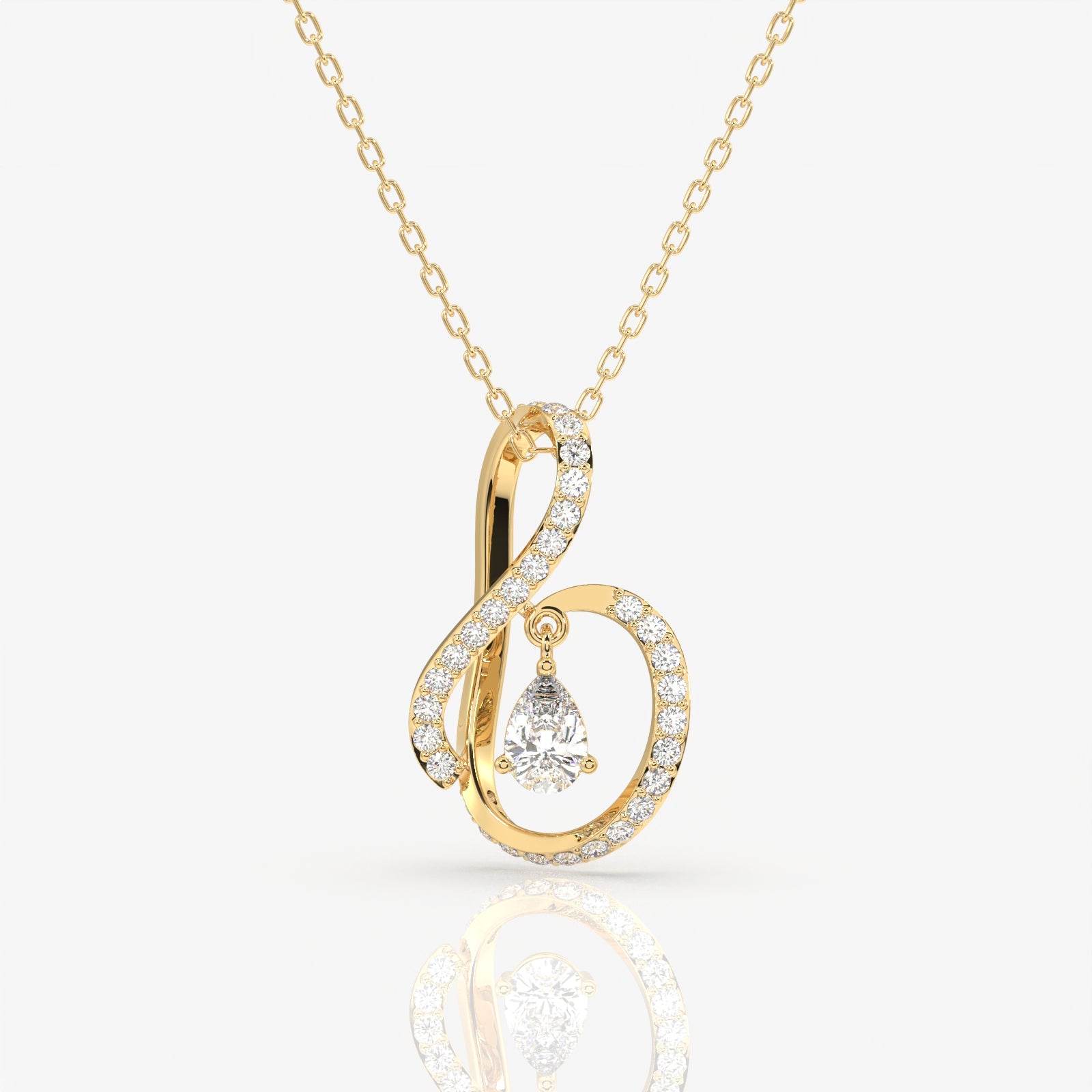 Round Cut Lab Grown Diamond Pear Prestige Fashion 14k Gold Pendant