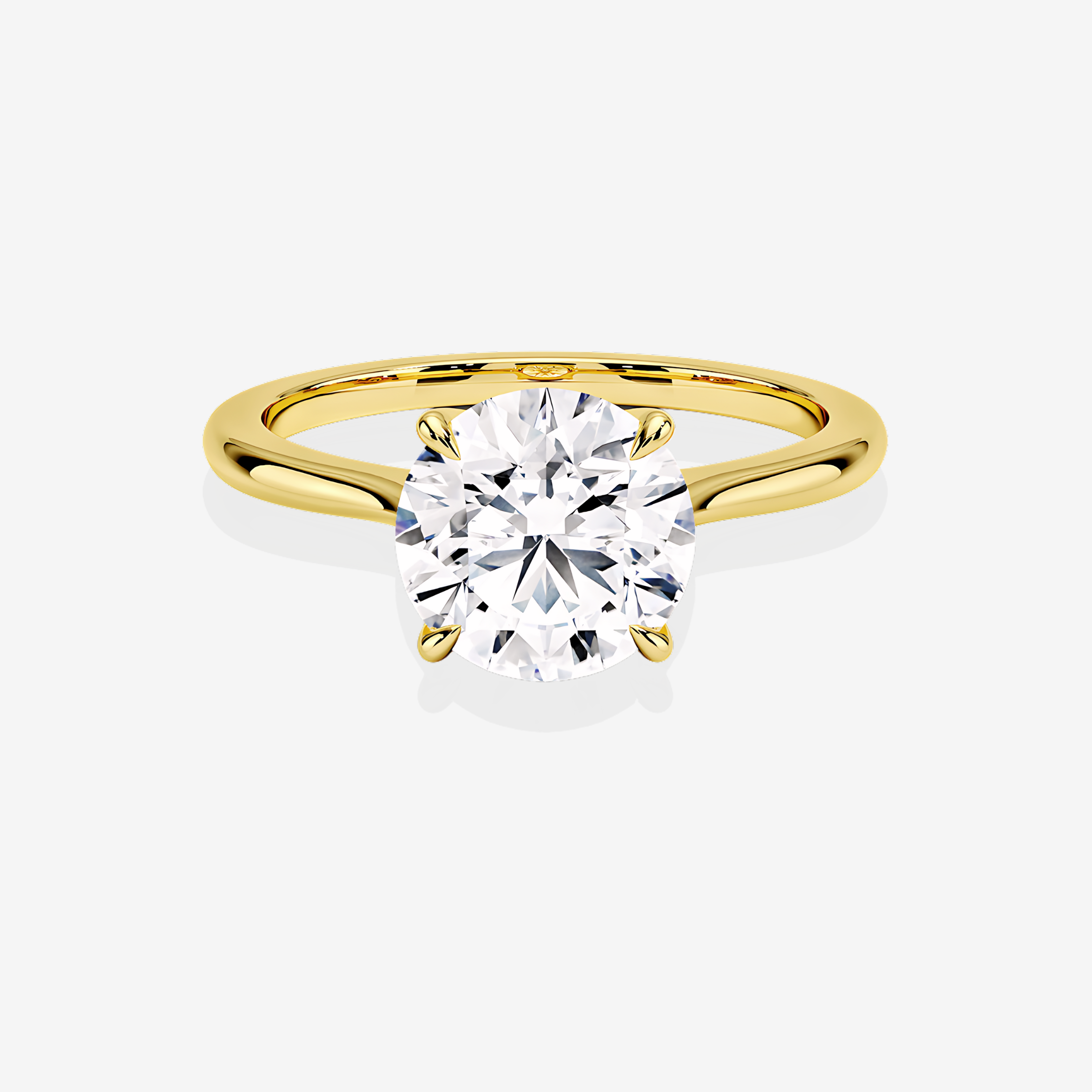 Round Cut Lab Grown Diamond Petite Solitaire Engagement 14k Gold