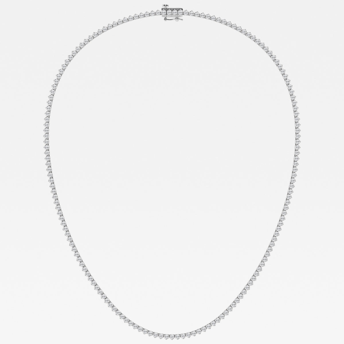 Round Cut Lab Grown Diamond Three Prong Tennis 14K Gold Necklace