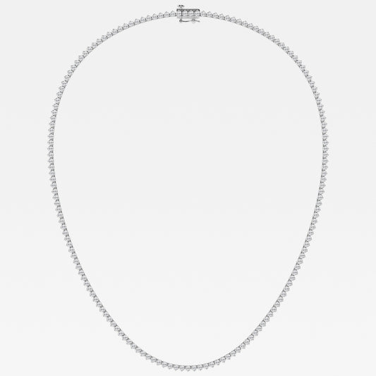 Round Cut Lab Grown Diamond Three Prong Tennis 14K Gold Necklace