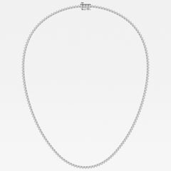 Round Cut Lab Grown Diamond Three Prong Tennis 14K Gold Necklace