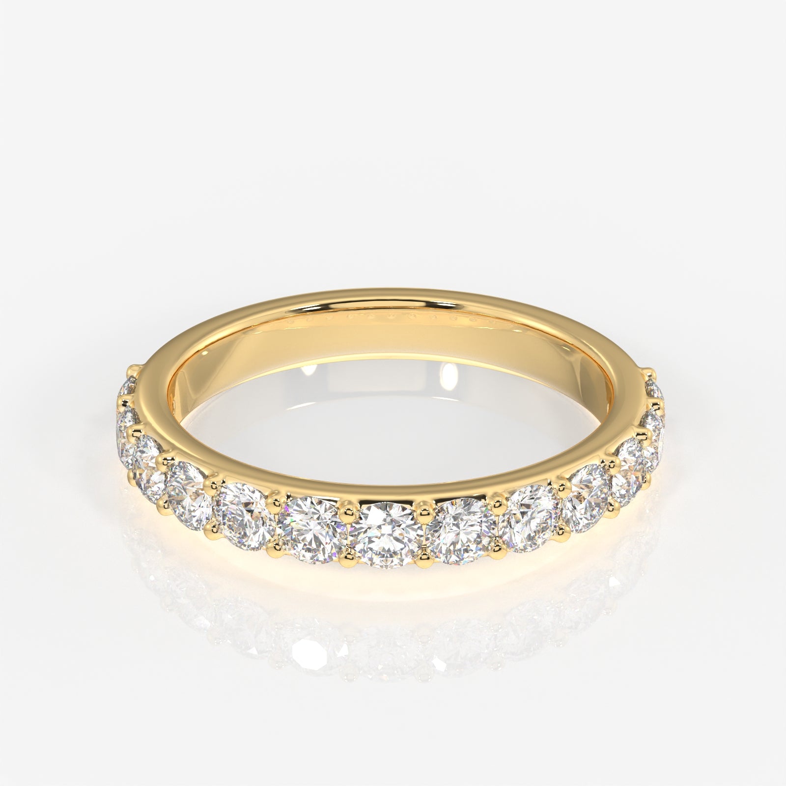 Round Cut Lab Grown Diamond Wedding 14k Gold Band Ring