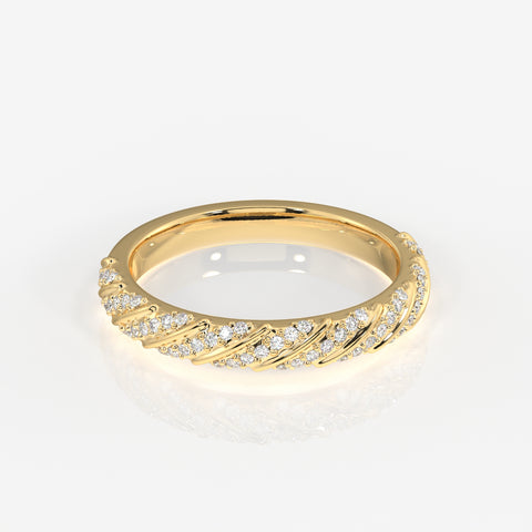 Round Cut Lab Grown Diamond Wedding Band 14k Gold Ring