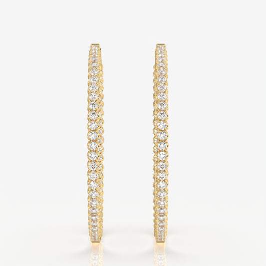 Round Cut Moissanite Diamond Bigger Hoop 18k Gold Earrings