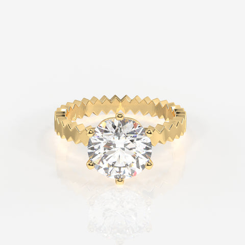 Round Cut Moissanite Diamond Engagement Sterling Silver Ring