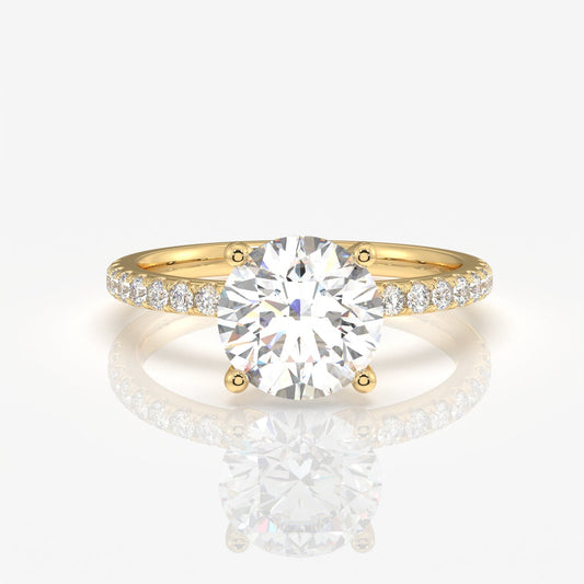 Round Cut Moissanite Diamond Pave 14k Gold Ring