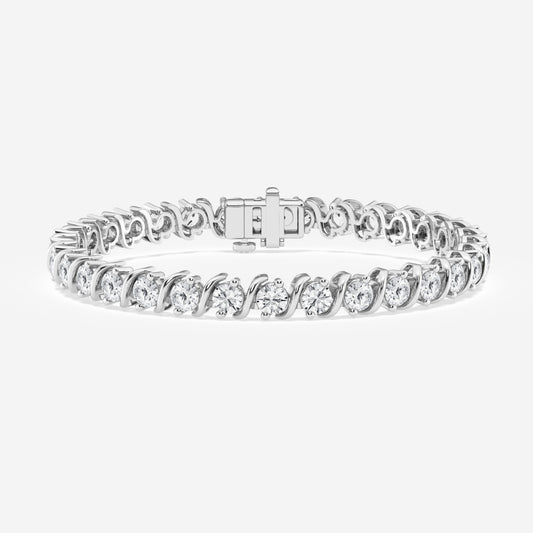 Round Cut Moissanite Diamond "S" Tennis Sterling Silver Bracelet