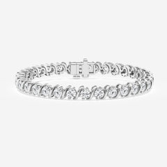 Round Cut Moissanite Diamond "S" Tennis Sterling Silver Bracelet