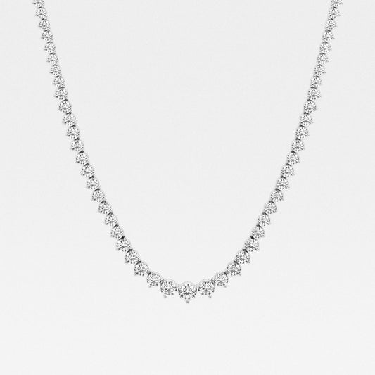 Round Cut Moissanite Diamond Tennis 18k Gold Necklace
