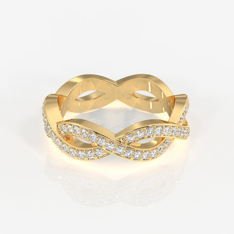 Round Cut Moissanite Diamond twisted Eternity Sterling Silver Band
