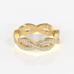 Round Cut Moissanite Diamond twisted Eternity Sterling Silver Band