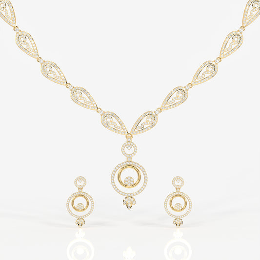 Get Round Cut Moissanite Diamonds Sterling Silver Necklace & Earrings