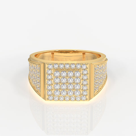 Royal Grid Lab Grown Diamond Men's 14K Yellow Gold Ring