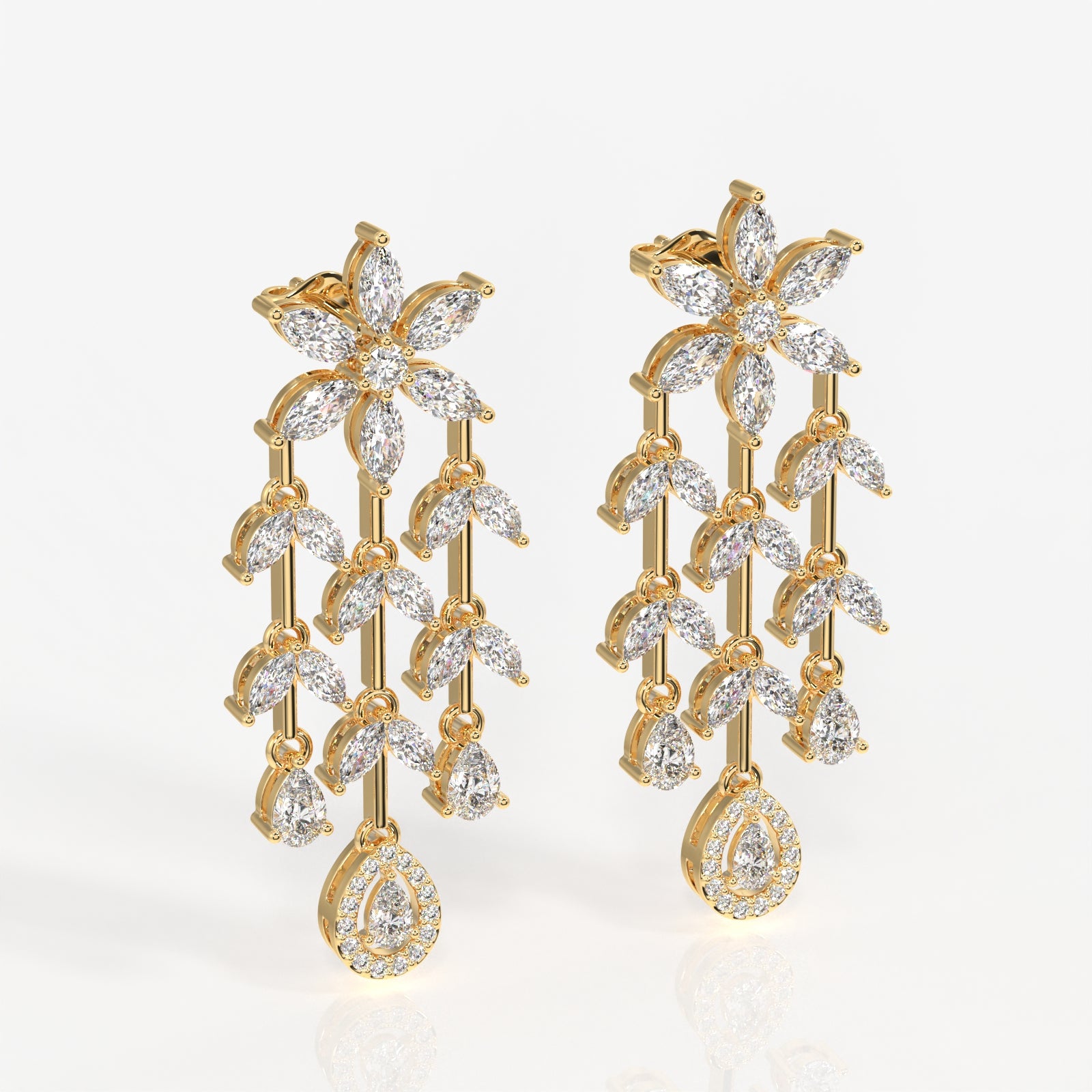 Shop Aurora Cascade Moissanite Danglers 14k Gold Earrings