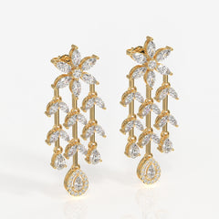 Shop Aurora Cascade Moissanite Danglers 14k Gold Earrings