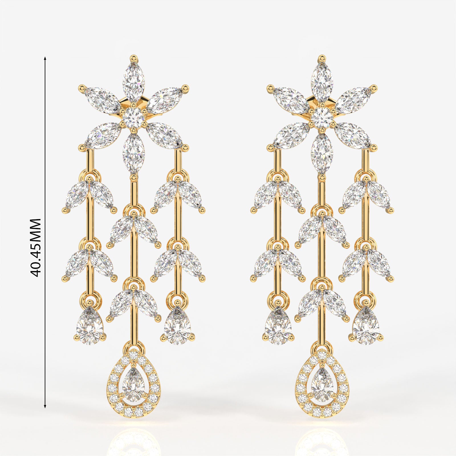 Shop Caratbazaar Aurora Cascade Moissanite Danglers 14k Gold Earrings