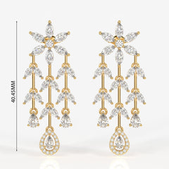 Shop Caratbazaar Aurora Cascade Moissanite Danglers 14k Gold Earrings
