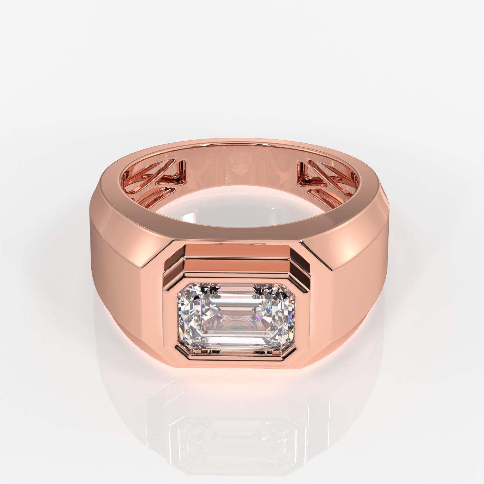 Shop Caratbazaar Emerald Cut Moissanite Diamond 18k Gold Ring