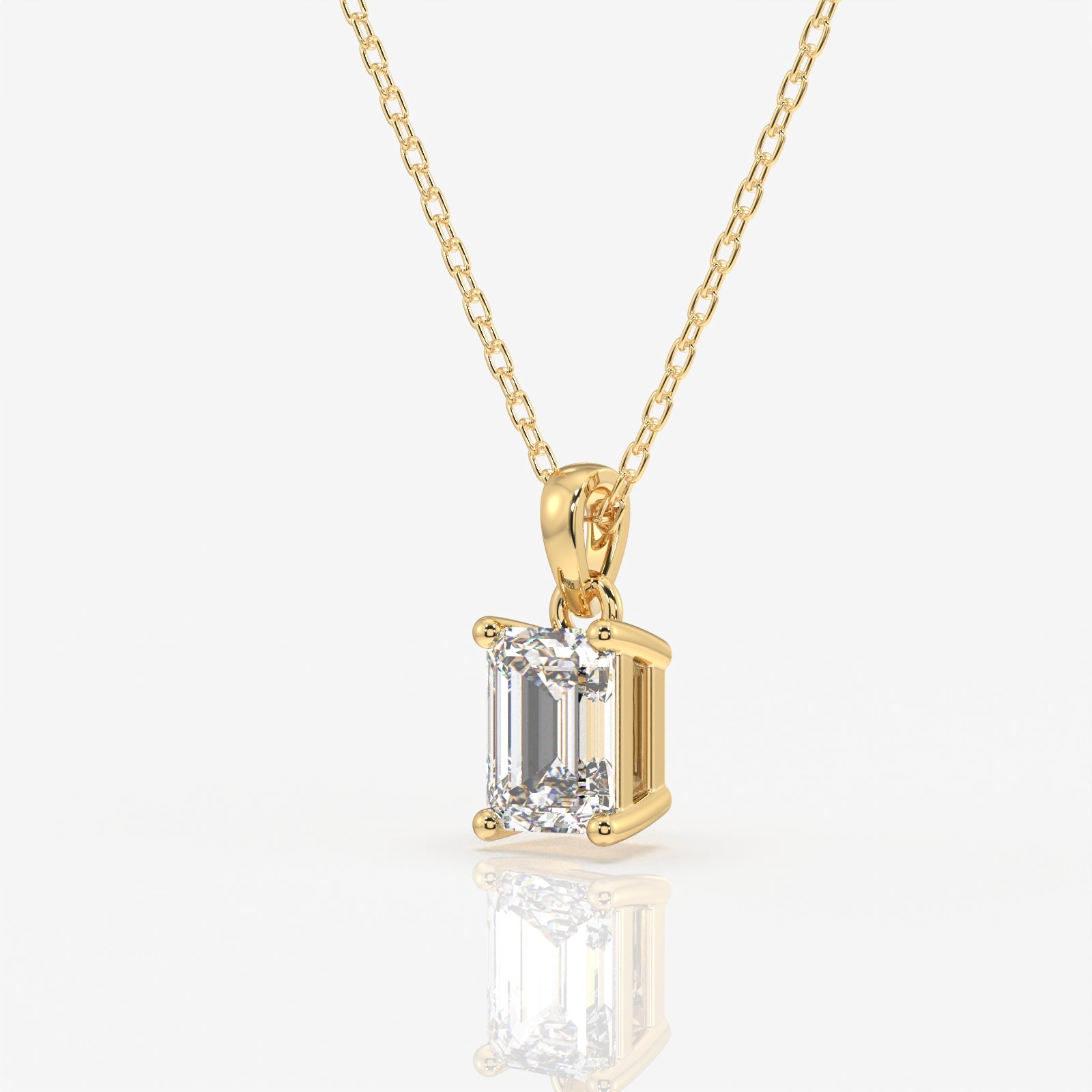 Shop Caratbazaar Emerald Cut Moissanite Lab Grown Solitaire 14k Gold Pendant