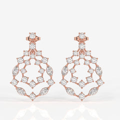 Shop Caratbazaar Golden Vine Lab Grown Drop 14k Gold Earrings