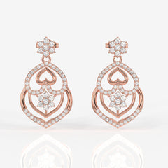 Shop Caratbazaar Heart Bloom Lab Grown Danglers 14k Gold Earrings