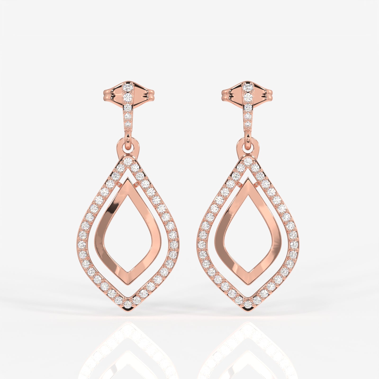 Shop Caratbazaar Luxe Petal Lab Grown Danglers 14k Gold Earrings