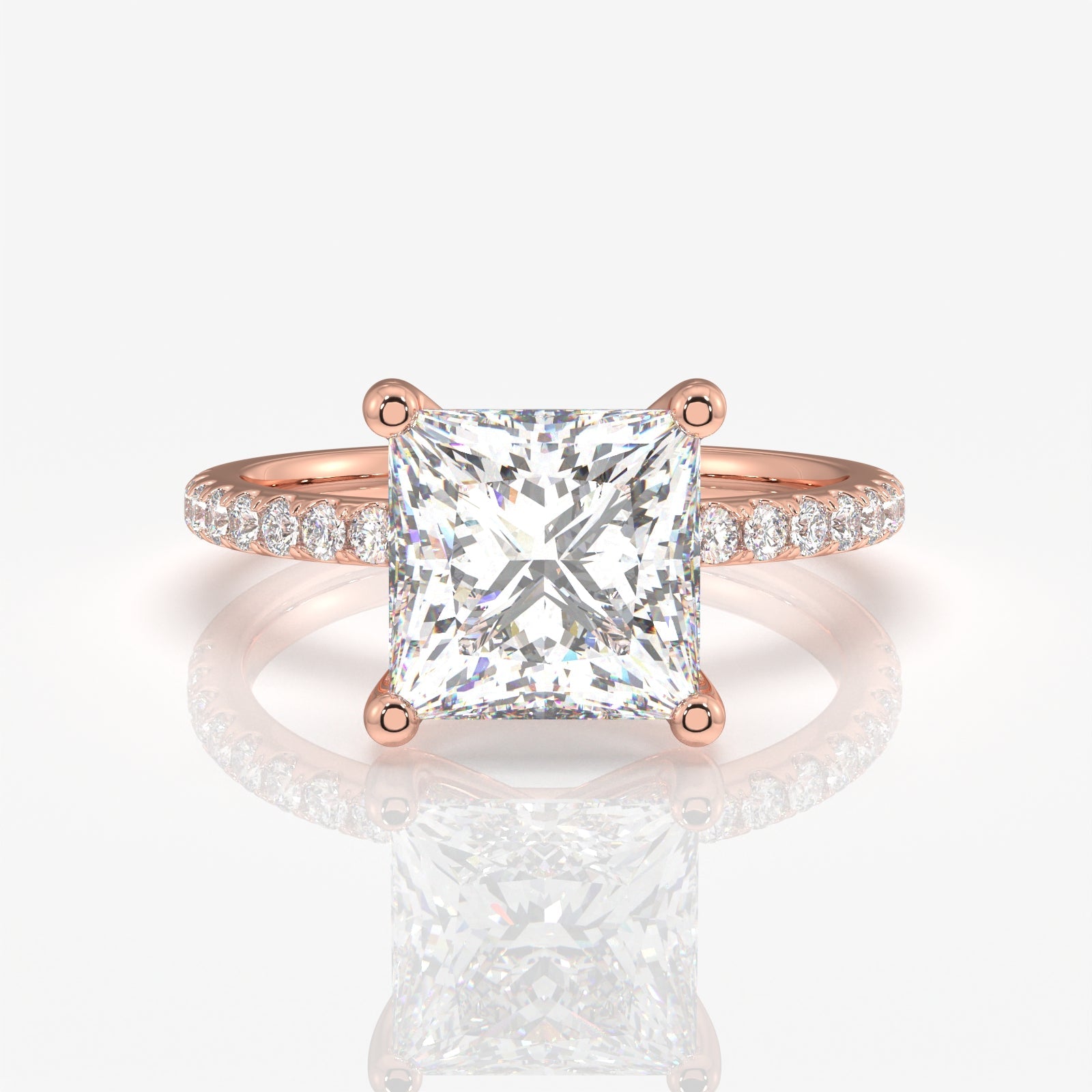 Shop Caratbazaar Princess Cut Moissanite Diamond Pave 14k Gold Ring