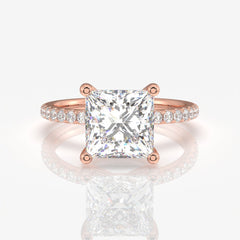 Shop Caratbazaar Princess Cut Moissanite Diamond Pave 14k Gold Ring