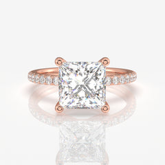 Shop Caratbazaar Princess Cut Moissanite Diamond Pave 14k Gold Ring