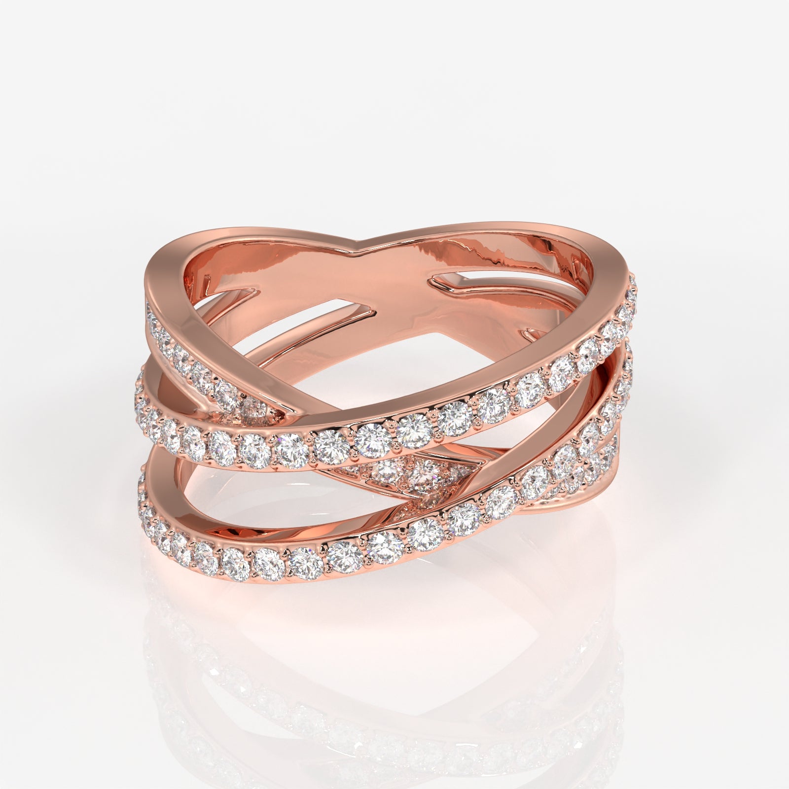 Shop Caratbazaar Round Cut Lab Grown Diamond 3 Row Wedding Band 14k Gold Ring