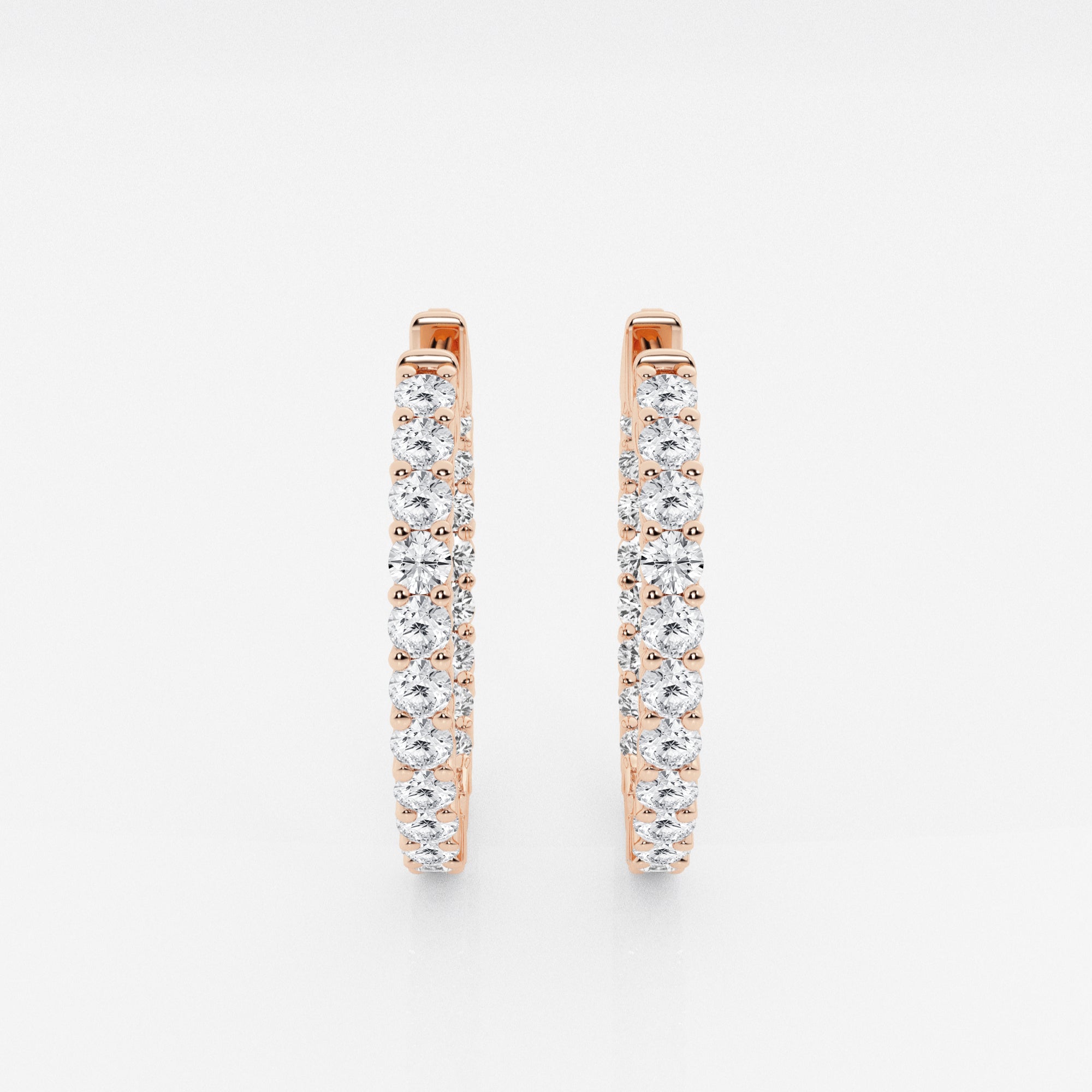 Shop Caratbazaar Round Cut Lab Grown Diamond In Out Hoop 14k Gold Earrings