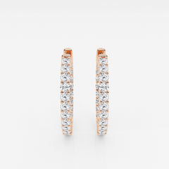 Shop Caratbazaar Round Cut Lab Grown Diamond In Out Hoop 14k Gold Earrings