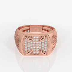 Shop Caratbazaar Round Cut Lab Grown Diamond Men's 14k Gold Ring