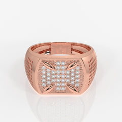 Shop Caratbazaar Round Cut Lab Grown Diamond Men's 14k Gold Ring