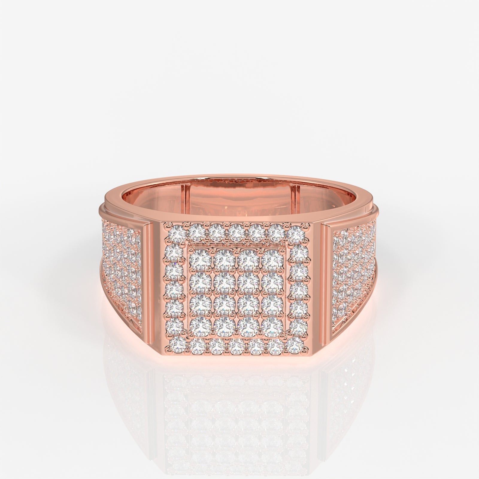 Shop Caratbazaar Royal Grid Lab Grown Diamond Men's 14K Yellow Gold Ring