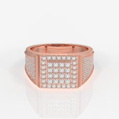 Shop Caratbazaar Royal Grid Lab Grown Diamond Men's 14K Yellow Gold Ring