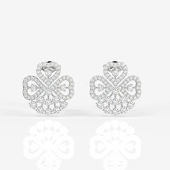 Shop Clover Charm Moissanite Stud 14k Gold Earrings