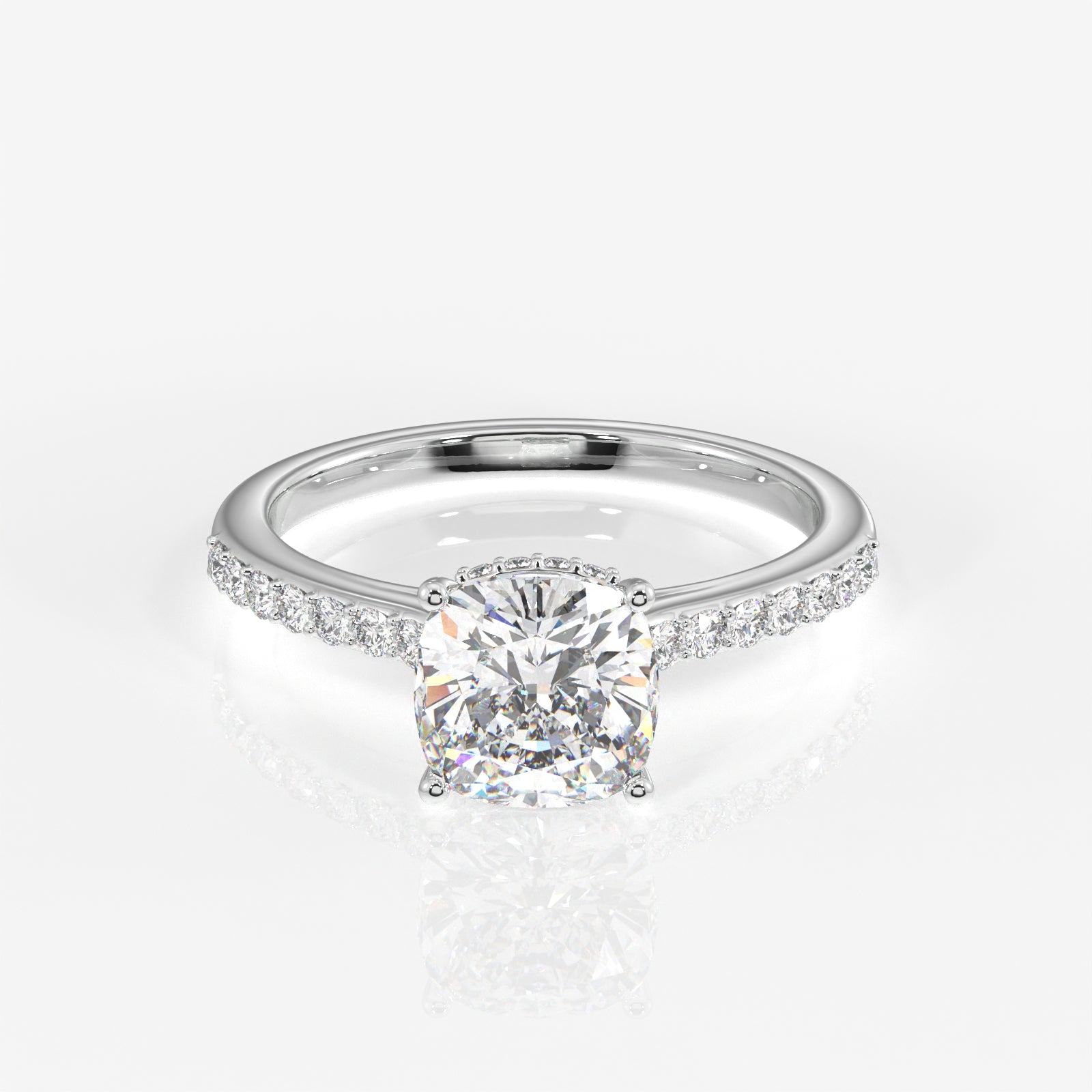 Shop Cushion Cut Moissanite Diamond Hidden Halo 14k Gold Ring